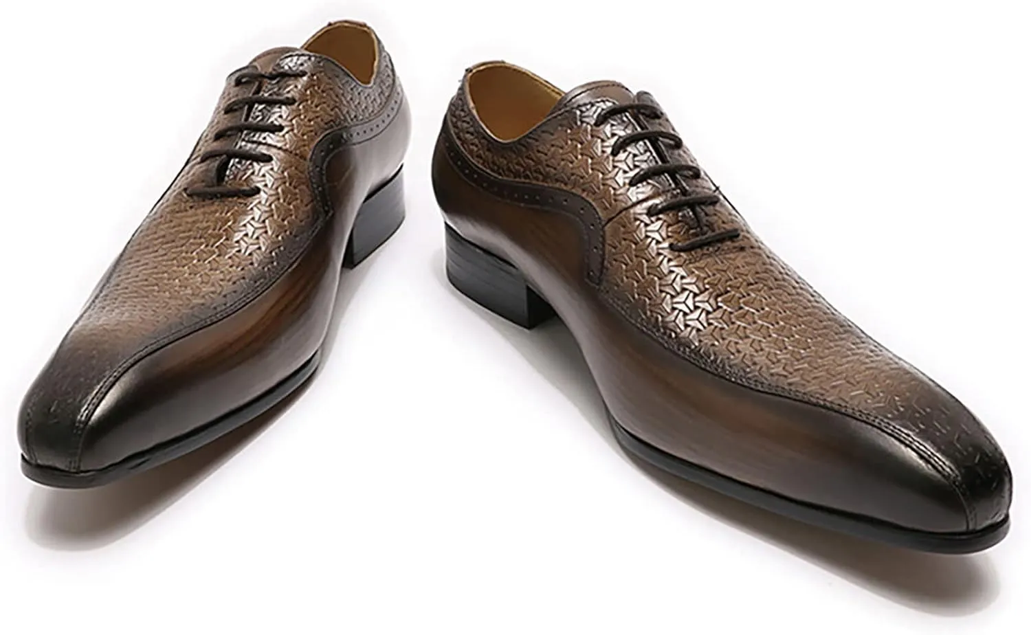 Men Work Uniform Leather Lace-ups Formal Dress Retro Oxfords Wedding Party Derbys Breathable,Brown-42