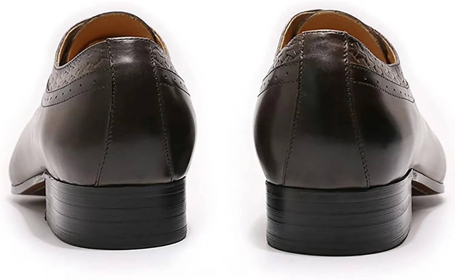 Men Work Uniform Leather Lace-ups Formal Dress Retro Oxfords Wedding Party Derbys Breathable,Brown-42