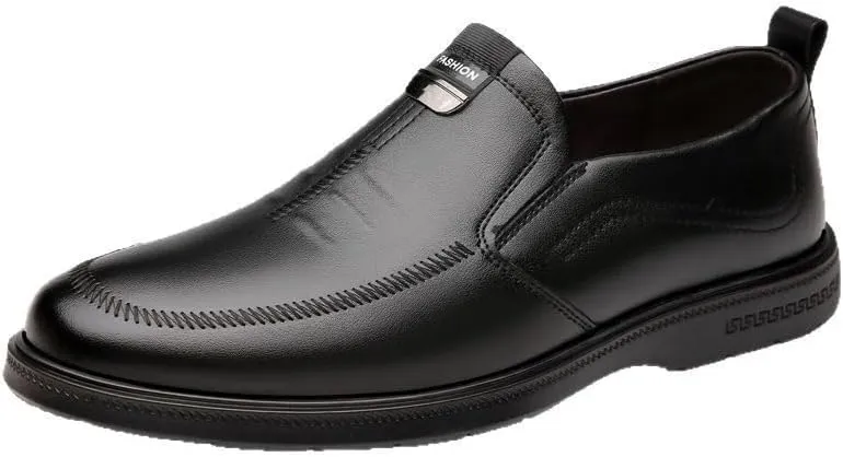 Men's Breathable Business Oxford Derby Fashion Classic Round-Toe Slip on Low Top Leather Dress Shoes