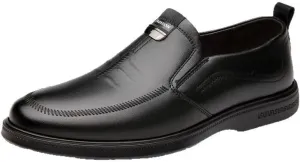Men's Breathable Business Oxford Derby Fashion Classic Round-Toe Slip on Low Top Leather Dress Shoes