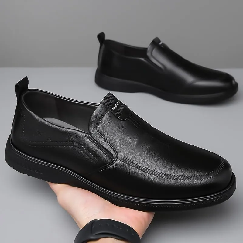 Men's Breathable Business Oxford Derby Fashion Classic Round-Toe Slip on Low Top Leather Dress Shoes