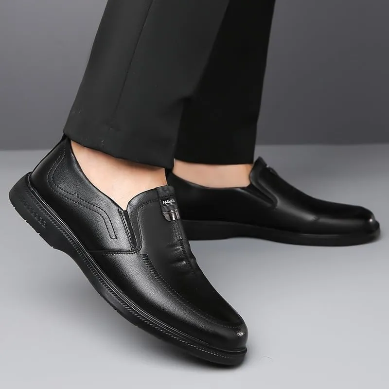 Men's Breathable Business Oxford Derby Fashion Classic Round-Toe Slip on Low Top Leather Dress Shoes