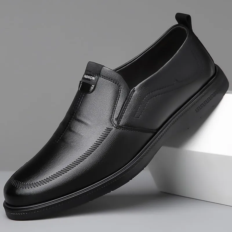 Men's Breathable Business Oxford Derby Fashion Classic Round-Toe Slip on Low Top Leather Dress Shoes