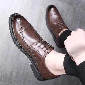 Men's Breathable Dress Shoes Casual Oxford Lace-up Shoes Classic Platform Business Formal Leather
