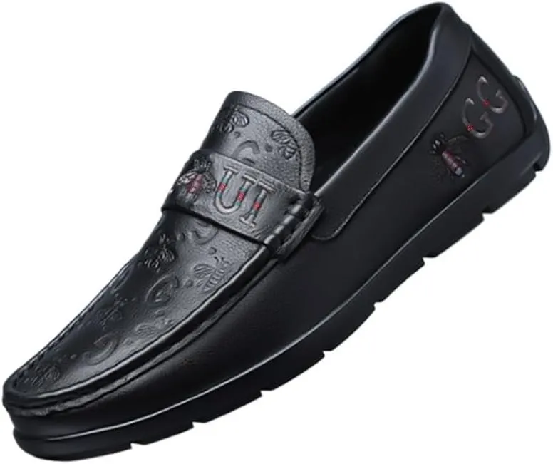Men's Breathable Loafers Formal Shoes Two Tone Leather Loafers Shoes Non-Slip Lug Sole