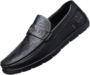 Men's Breathable Loafers Formal Shoes Two Tone Leather Loafers Shoes Non-Slip Lug Sole