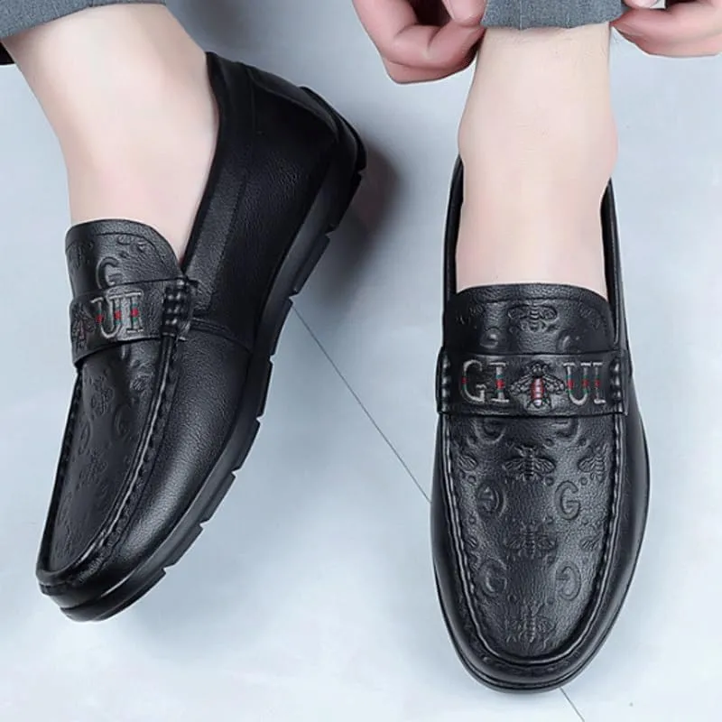 Men's Breathable Loafers Formal Shoes Two Tone Leather Loafers Shoes Non-Slip Lug Sole