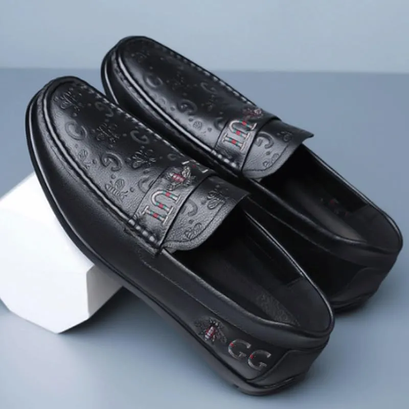 Men's Breathable Loafers Formal Shoes Two Tone Leather Loafers Shoes Non-Slip Lug Sole