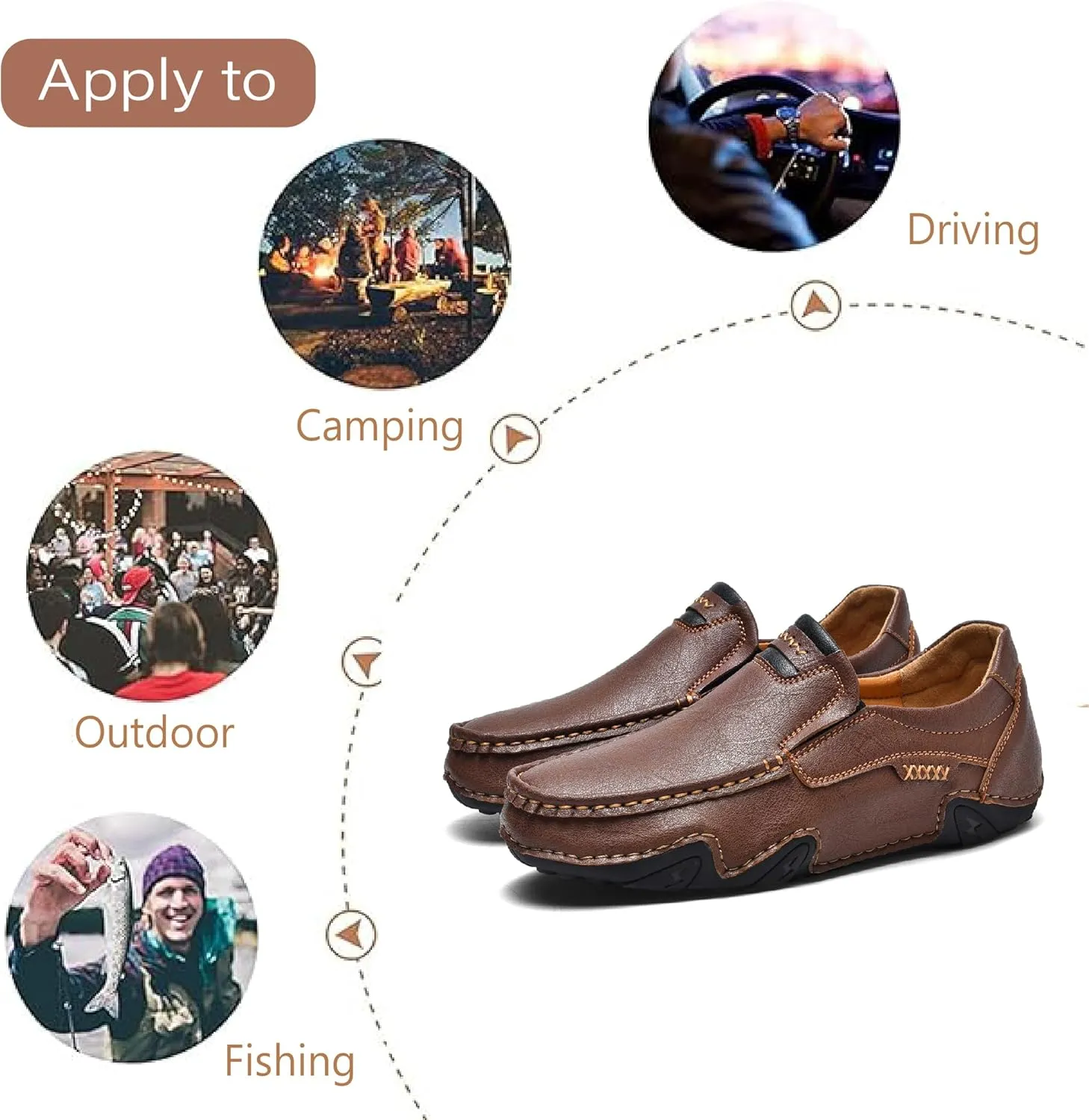 Mens Business Loafers Leather Casual Oxford Shoes Lightweight Soft Work Shoes Non-Slip Comfortable Driving