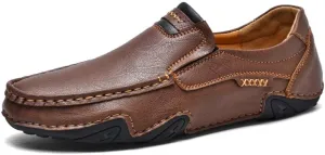 Mens Business Loafers Leather Casual Oxford Shoes Lightweight Soft Work Shoes Non-Slip Comfortable Driving