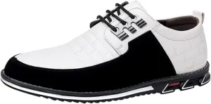 Mens Casual Business Formal Shoes Lace up Office Work Shoes Elegant Dress Shoe Comfortable Falt Walking Leather Shoe Black White Oxfords Retro Flat Oxfords Men Casual Dress Derby