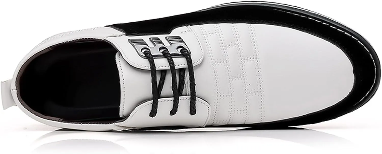 Mens Casual Business Formal Shoes Lace up Office Work Shoes Elegant Dress Shoe Comfortable Falt Walking Leather Shoe Black White Oxfords Retro Flat Oxfords Men Casual Dress Derby