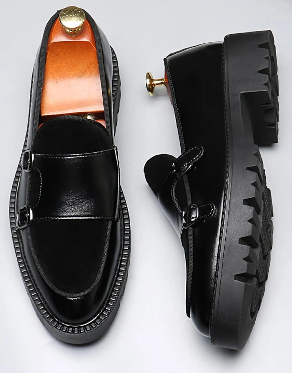 Mens Casual Shoes Slip On Loafers Dress Shoes for Men Fashion Prom Wedding Suede Monk Strap Loafers Comfortable Business Tuxedo Moccasins