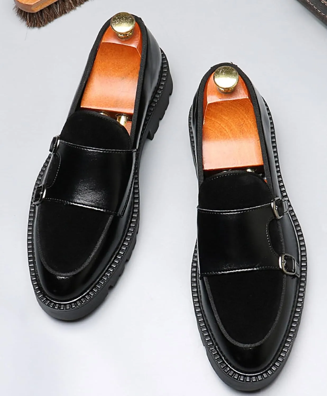 Mens Casual Shoes Slip On Loafers Dress Shoes for Men Fashion Prom Wedding Suede Monk Strap Loafers Comfortable Business Tuxedo Moccasins