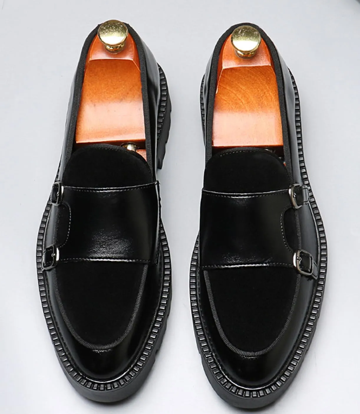Mens Casual Shoes Slip On Loafers Dress Shoes for Men Fashion Prom Wedding Suede Monk Strap Loafers Comfortable Business Tuxedo Moccasins