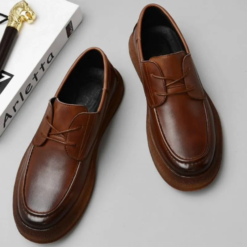 Men's Classic Lace Up Low Top Leather Dress Shoes Gentleman Wedding Business Work Office Outdoor Party Casual Shoes