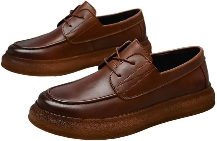 Men's Classic Lace Up Low Top Leather Dress Shoes Gentleman Wedding Business Work Office Outdoor Party Casual Shoes