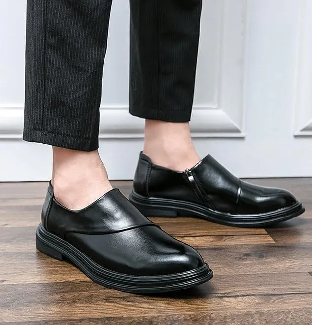 Mens Dress Shoes Business Modern Leather Business Casual Scale Pattern Comfort Formal Shoes Genuine Leather Platform Slip-on Oxfords Classic Lace-up