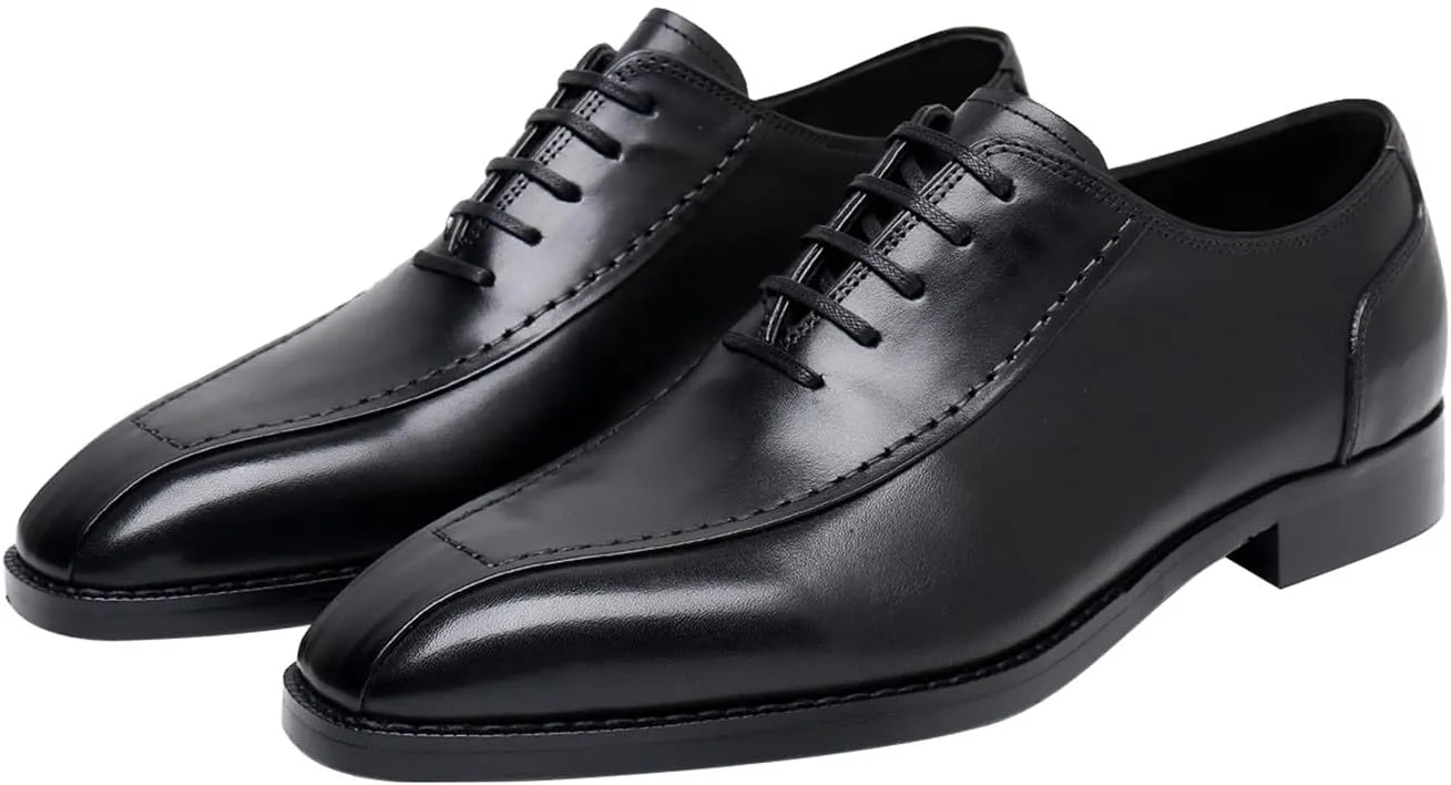 Mens Dress Shoes Formal Oxfords Genunie Leather Modern Plain Toe Oxford Fashion Prom Wedding Derby Business Casual Suit Shoes Tuxedo Shoes for Men