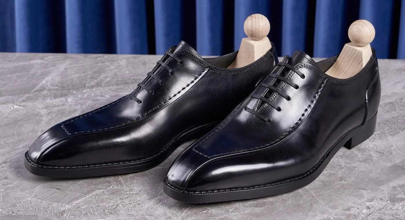Mens Dress Shoes Formal Oxfords Genunie Leather Modern Plain Toe Oxford Fashion Prom Wedding Derby Business Casual Suit Shoes Tuxedo Shoes for Men