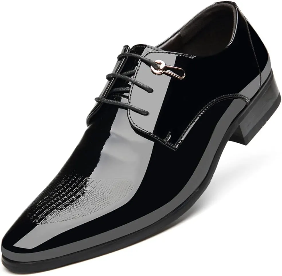Mens Dress Shoes, Lace Up Business Shoes Pointed Toe Leather Derby Oxford Shoes Wedding Fashionable Office Casual,Black- 40/UK 7/US 7.5