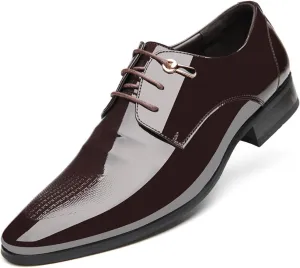 Mens Dress Shoes, Lace Up Business Shoes Pointed Toe Leather Derby Oxford Shoes Wedding Fashionable Office Casual,Brown- 40/UK 7/US 7.5