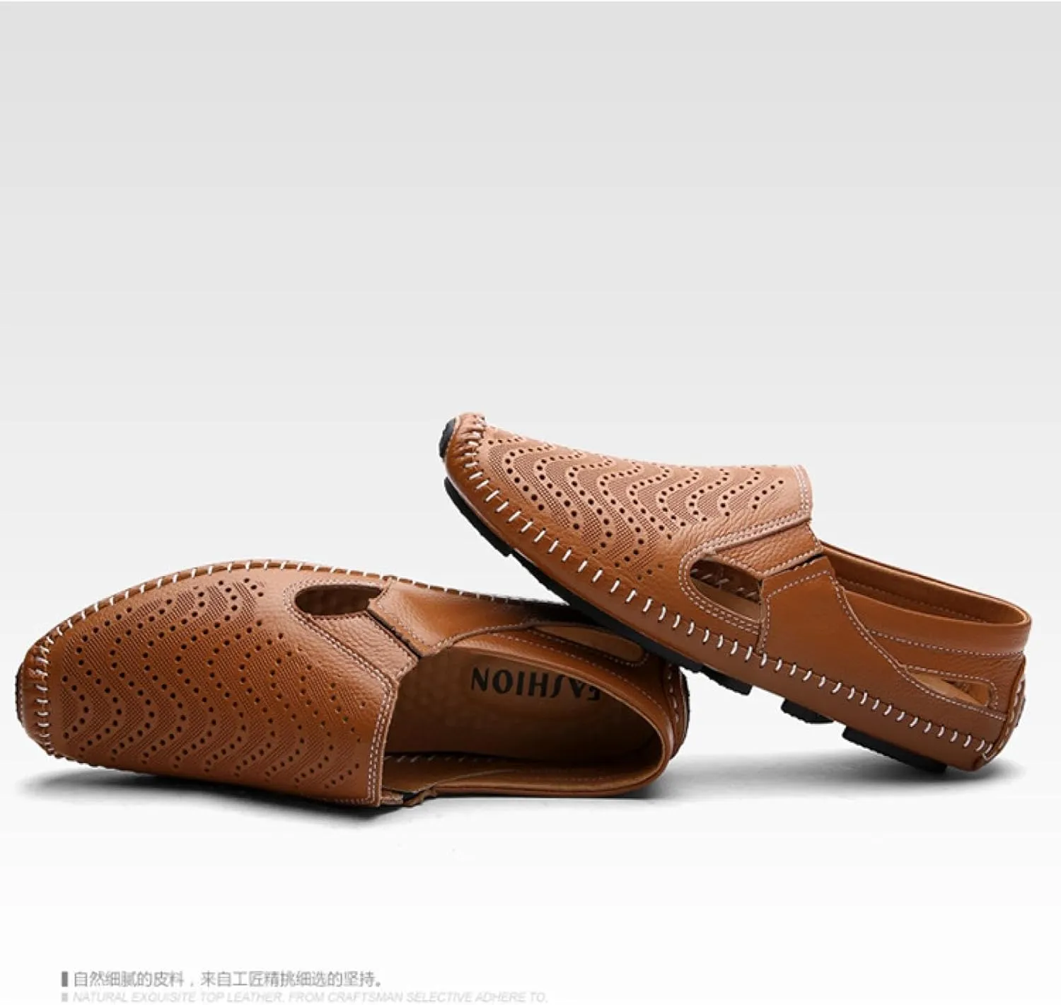 Men's Driving Shoes, Leather Fashion Slippers, Casual Slipping Into Loafers, Summer Shoes