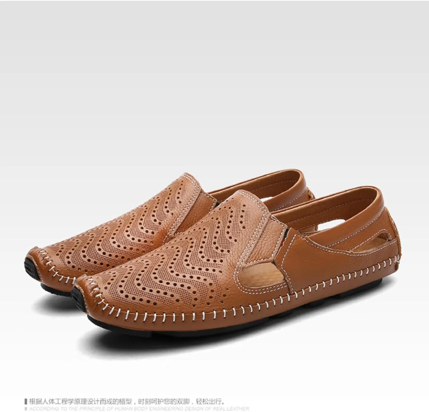 Men's Driving Shoes, Leather Fashion Slippers, Casual Slipping Into Loafers, Summer Shoes