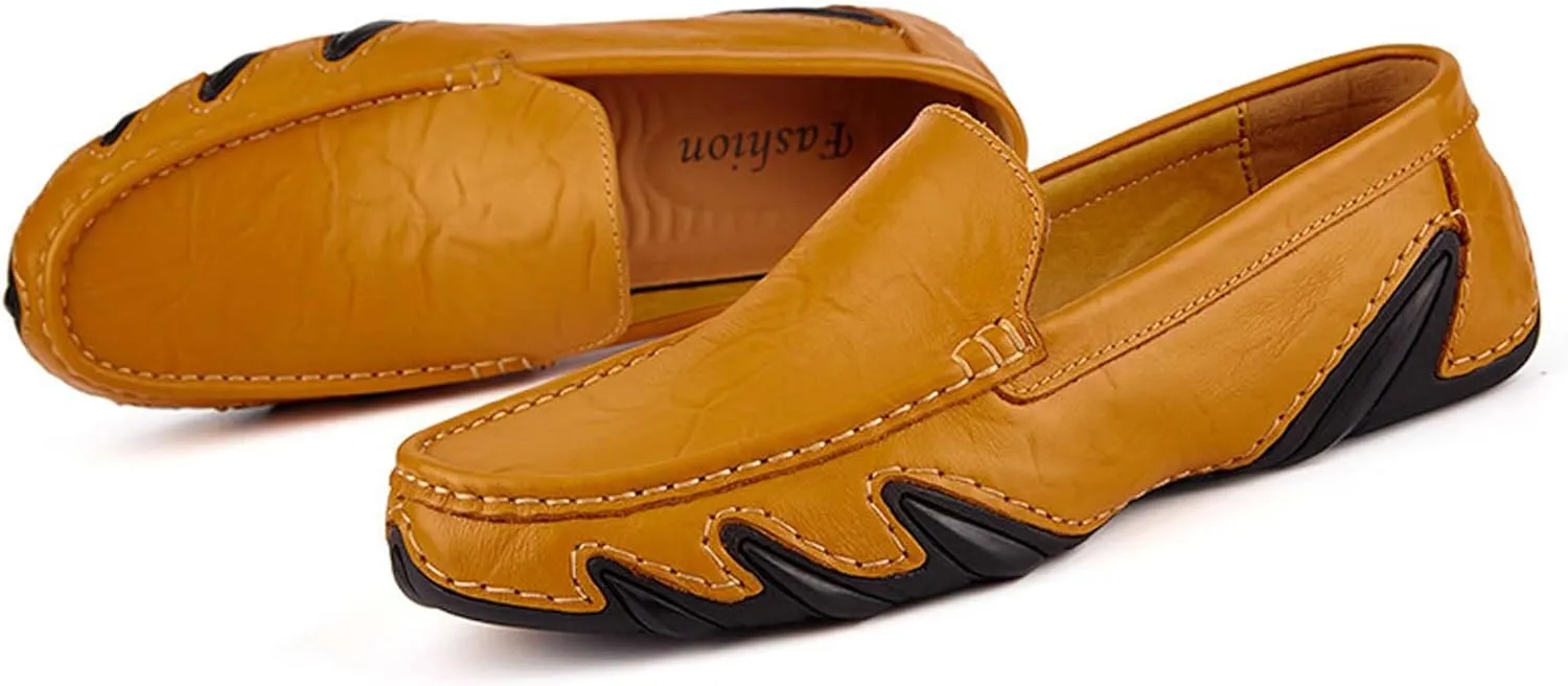 Men's Fashion Penny Loafers,Premium Leather Men's Loafers,Flat Loafers,Walking Shoes,Driving Shoes,Stylish Eight Paw Shape Sole,Upper Old Design,Soft and Lightweight