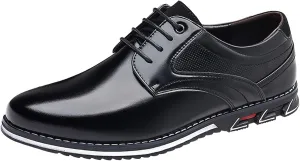 Mens Flat Walking Oxfords Lace up Patent Leather Shoes Modern Dress Shoes for Men with Comfortable Sole Arch Support Oxfords Shoe Business Formal Shoe Men Waterproof Durbale Derby