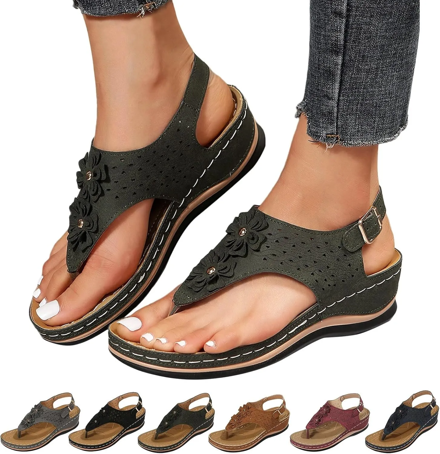 Mens Flip Flops Orthopedic Sandals for Women Adjustable Orthotic Thong Sandals with Arch Support Platform Flip Flops