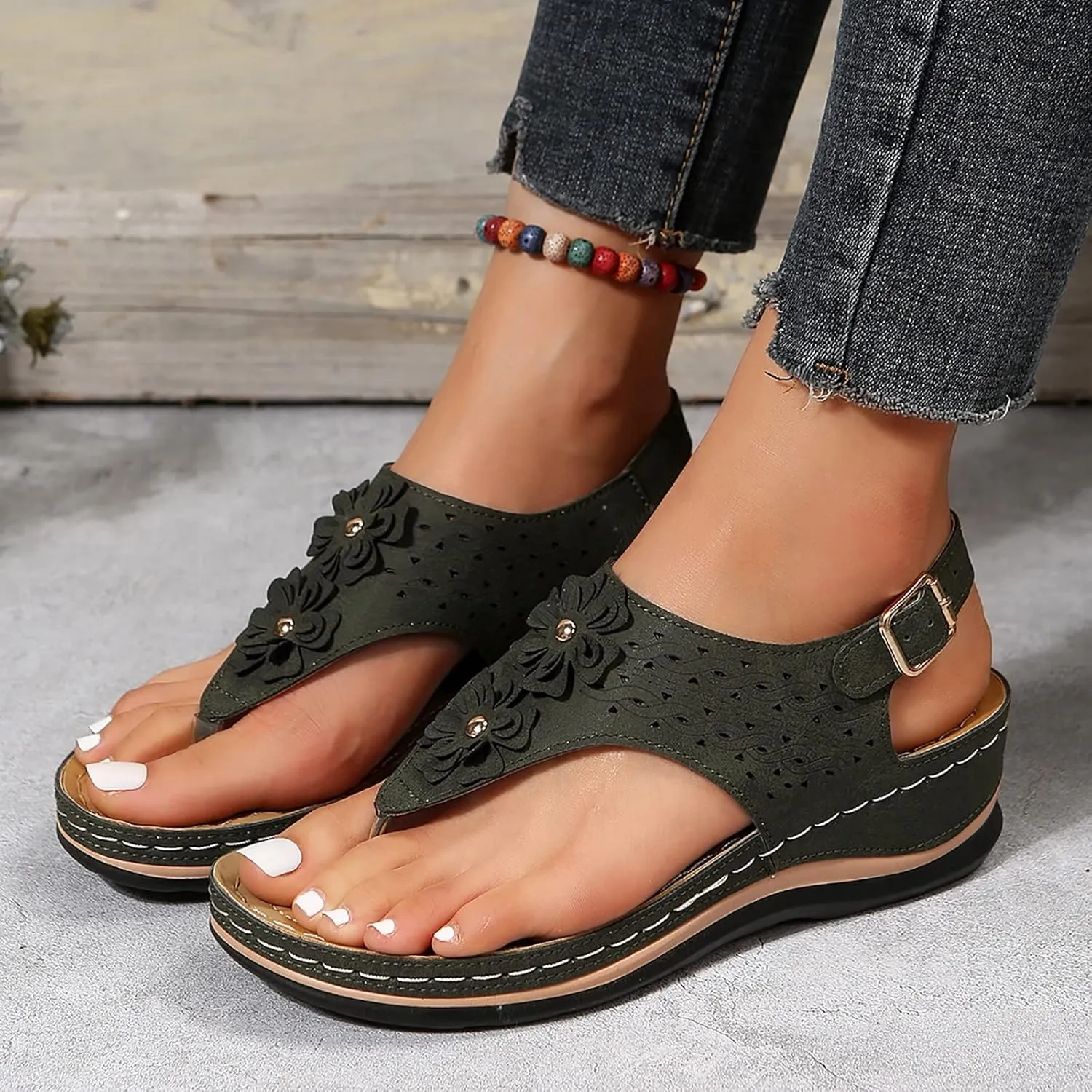 Mens Flip Flops Orthopedic Sandals for Women Adjustable Orthotic Thong Sandals with Arch Support Platform Flip Flops