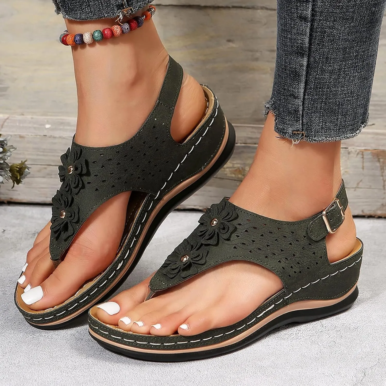 Mens Flip Flops Orthopedic Sandals for Women Adjustable Orthotic Thong Sandals with Arch Support Platform Flip Flops