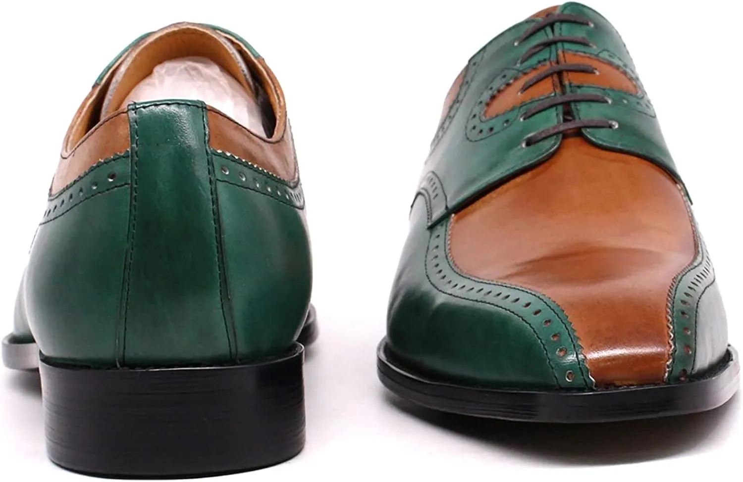 Mens Formal Dress Retro Oxfords Work Uniform Leather Lace-up Brogues Wedding Party Derbys Breathable,Brown-45