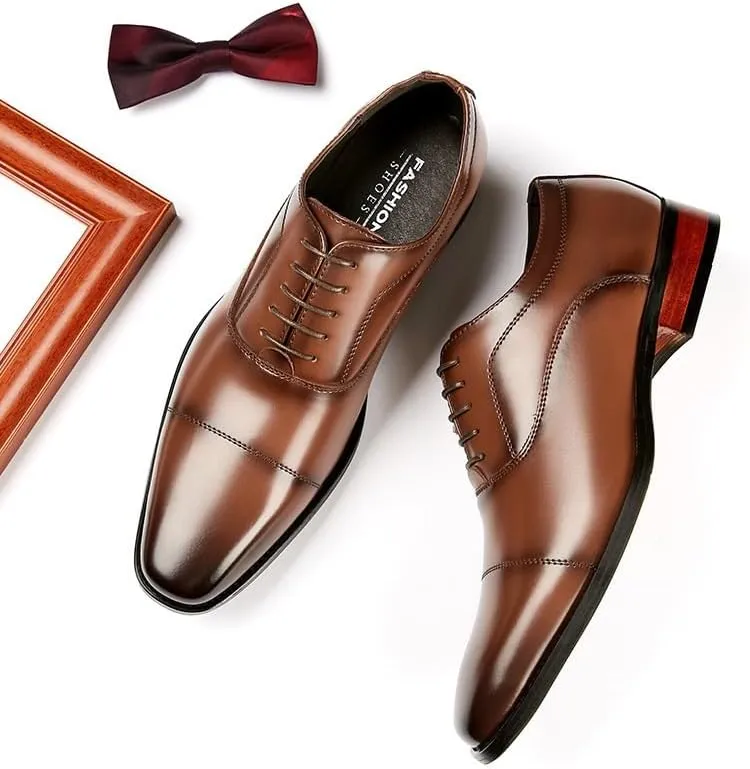 Men's Formal Leather Inner Soft and Comfortable Business Soft-Soled Derby Shoes British-Style Pointed Toe Suitable for Banquet Travel