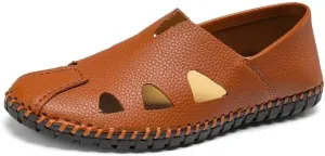Mens Genuine Leather Loafers Soft Sole Non-Slip Driving Shoes Soft Lightweight Walking Shoes Fashion Casual Shoes
