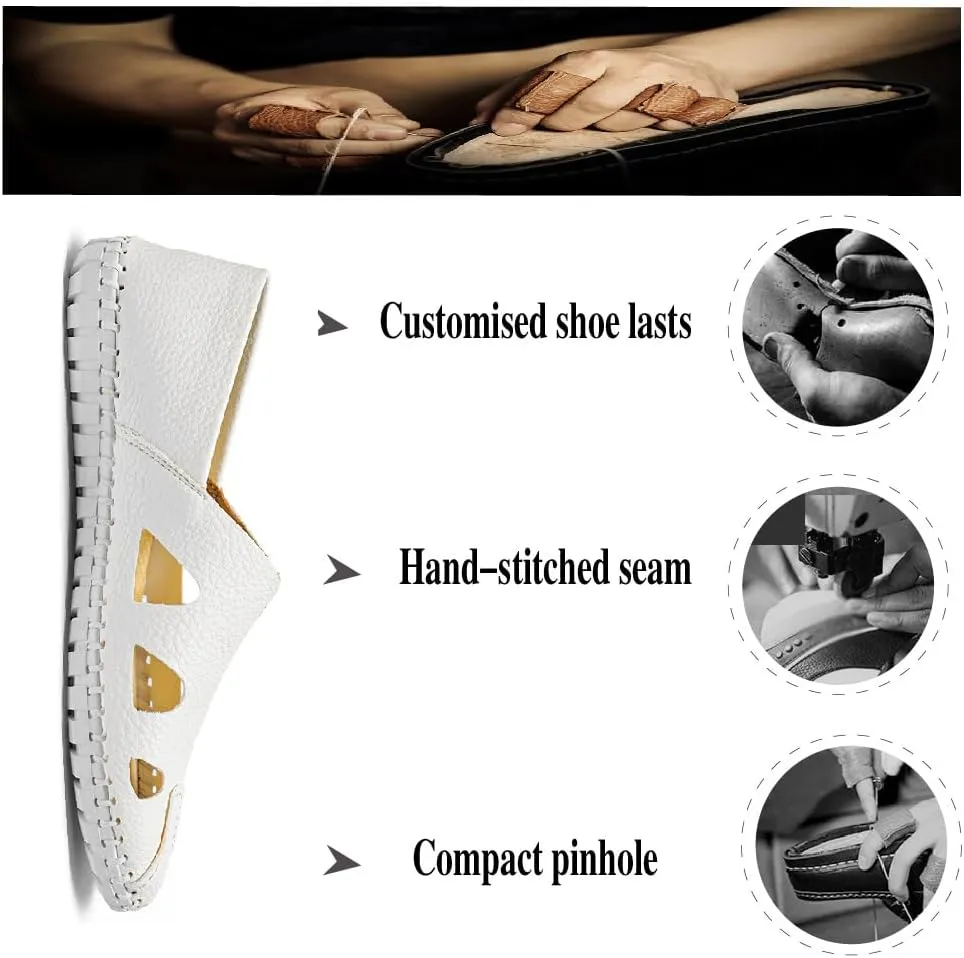 Mens Genuine Leather Loafers Soft Sole Non-Slip Driving Shoes Soft Lightweight Walking Shoes Fashion Casual Shoes