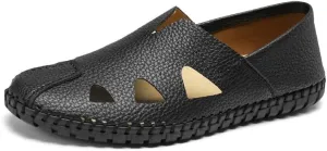 Mens Genuine Leather Loafers Soft Sole Non-Slip Driving Shoes Soft Lightweight Walking Shoes Fashion Casual Shoes