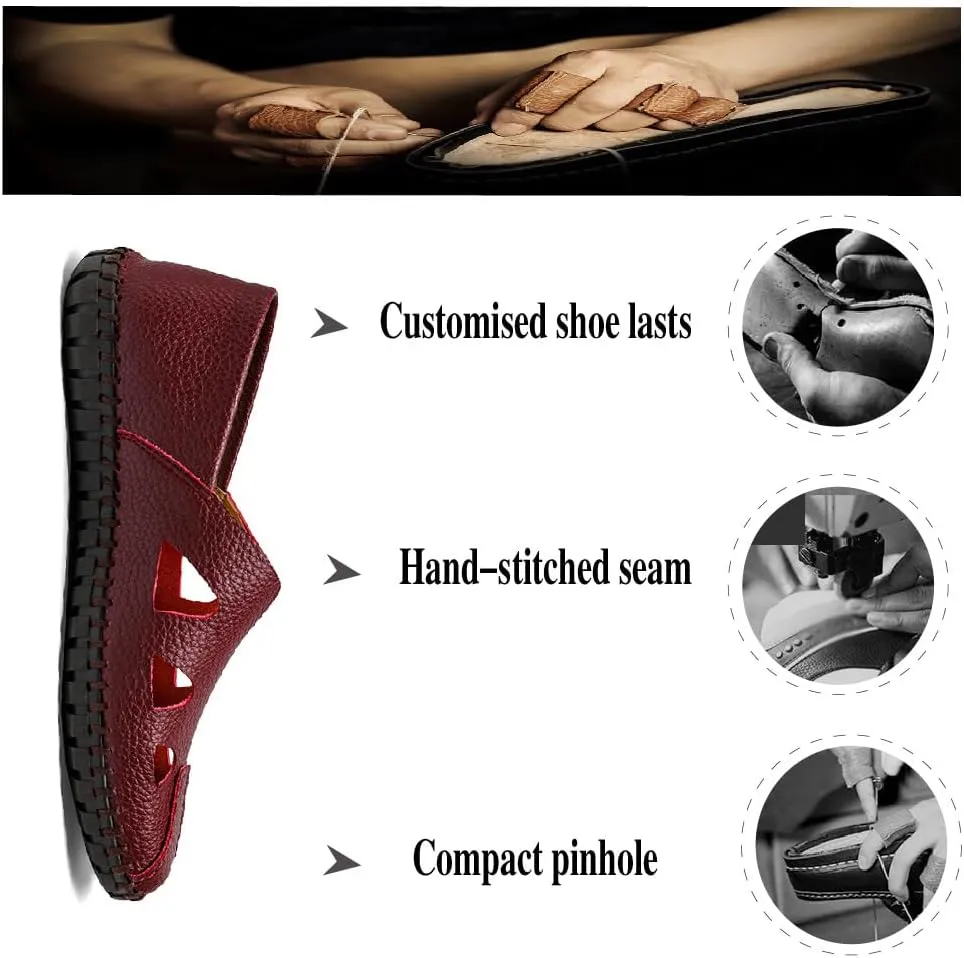 Mens Genuine Leather Loafers Soft Sole Non-Slip Driving Shoes Soft Lightweight Walking Shoes Fashion Casual Shoes