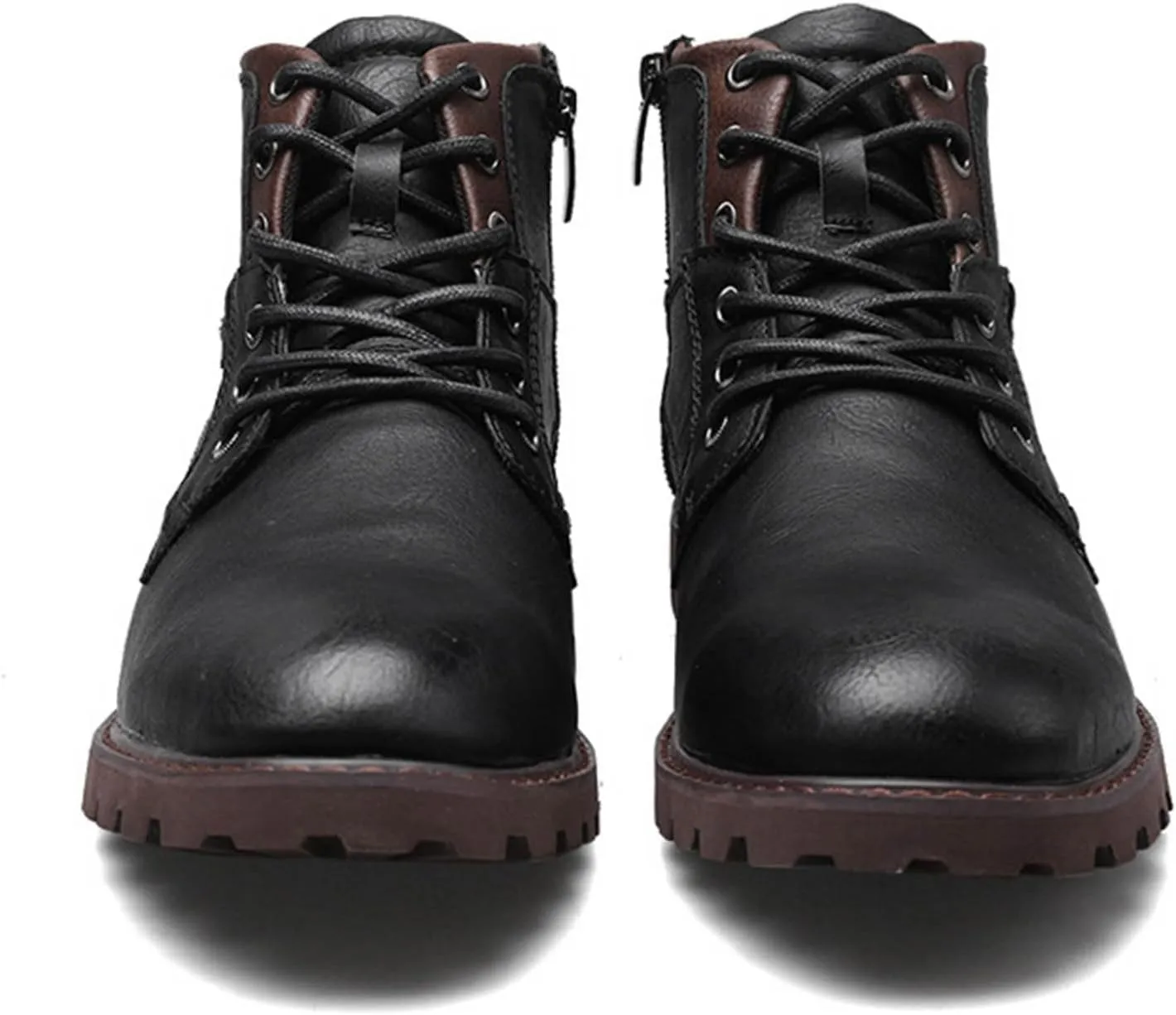Mens High Top Leather Shoes Non Slip Waterproof Dress Boots Supple Business Formal Boots Lace Up Leather Sneakers Durable Casual Boot for Men with Non Slip Comfort Sole