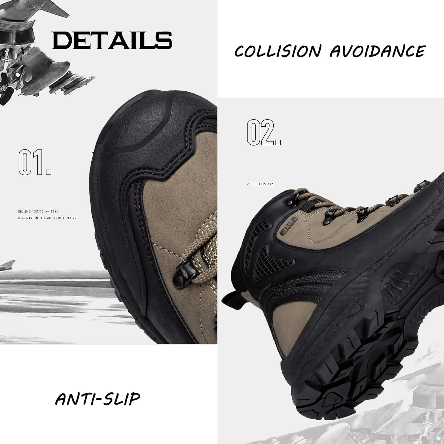 Men's High Top Waterproof Platform Hiking Boots Round Toe Non-Slip Lightweight Lace-up Military Tactical Boots Trekking Travel Durable Combat Boots