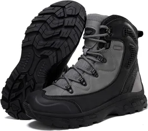 Men's High Top Waterproof Platform Hiking Boots Round Toe Non-Slip Lightweight Lace-up Military Tactical Boots Trekking Travel Durable Combat Boots
