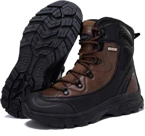 Men's High Top Waterproof Platform Hiking Boots Round Toe Non-Slip Lightweight Lace-up Military Tactical Boots Trekking Travel Durable Combat Boots
