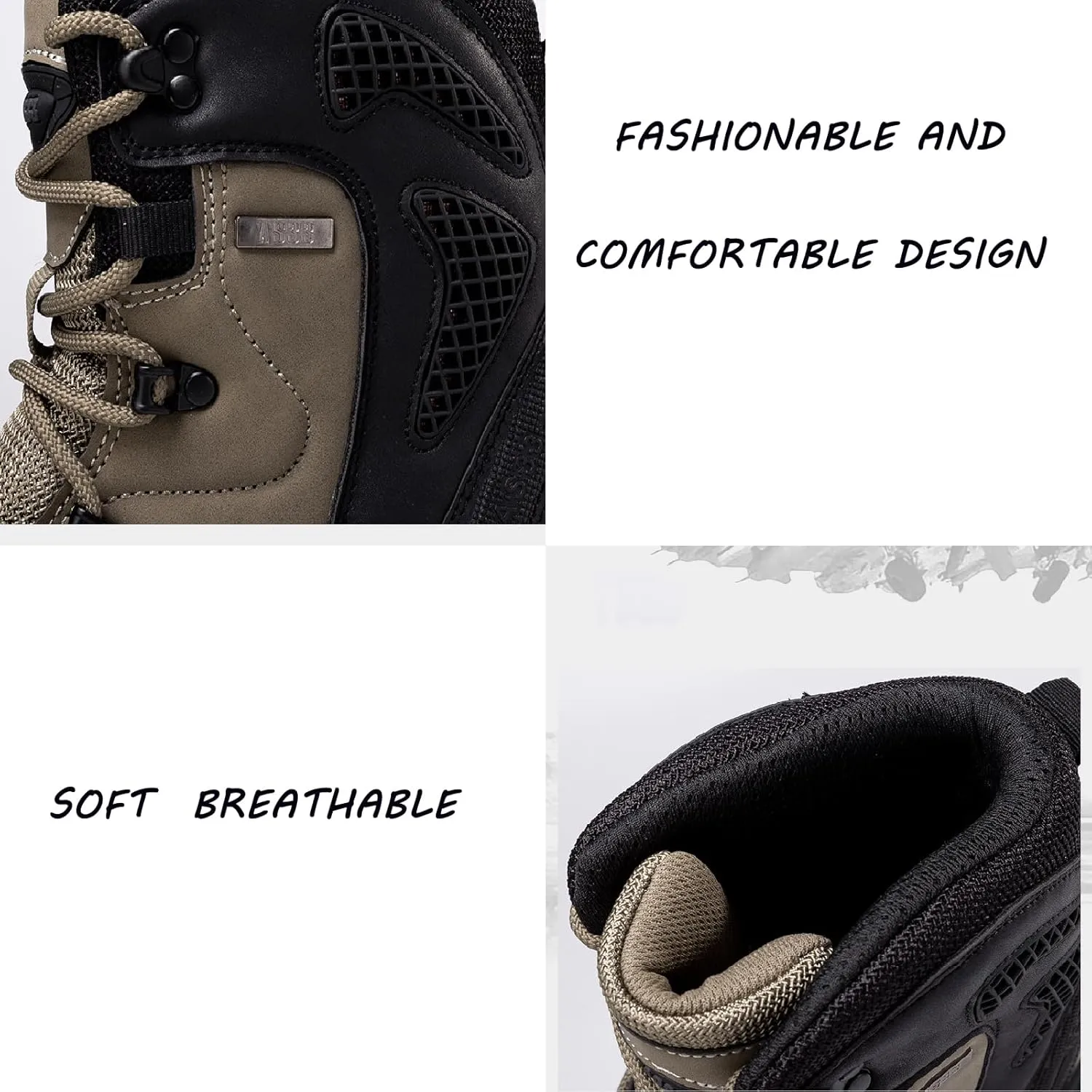 Men's High Top Waterproof Platform Hiking Boots Round Toe Non-Slip Lightweight Lace-up Military Tactical Boots Trekking Travel Durable Combat Boots