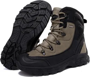Men's High Top Waterproof Platform Hiking Boots Round Toe Non-Slip Lightweight Lace-up Military Tactical Boots Trekking Travel Durable Combat Boots
