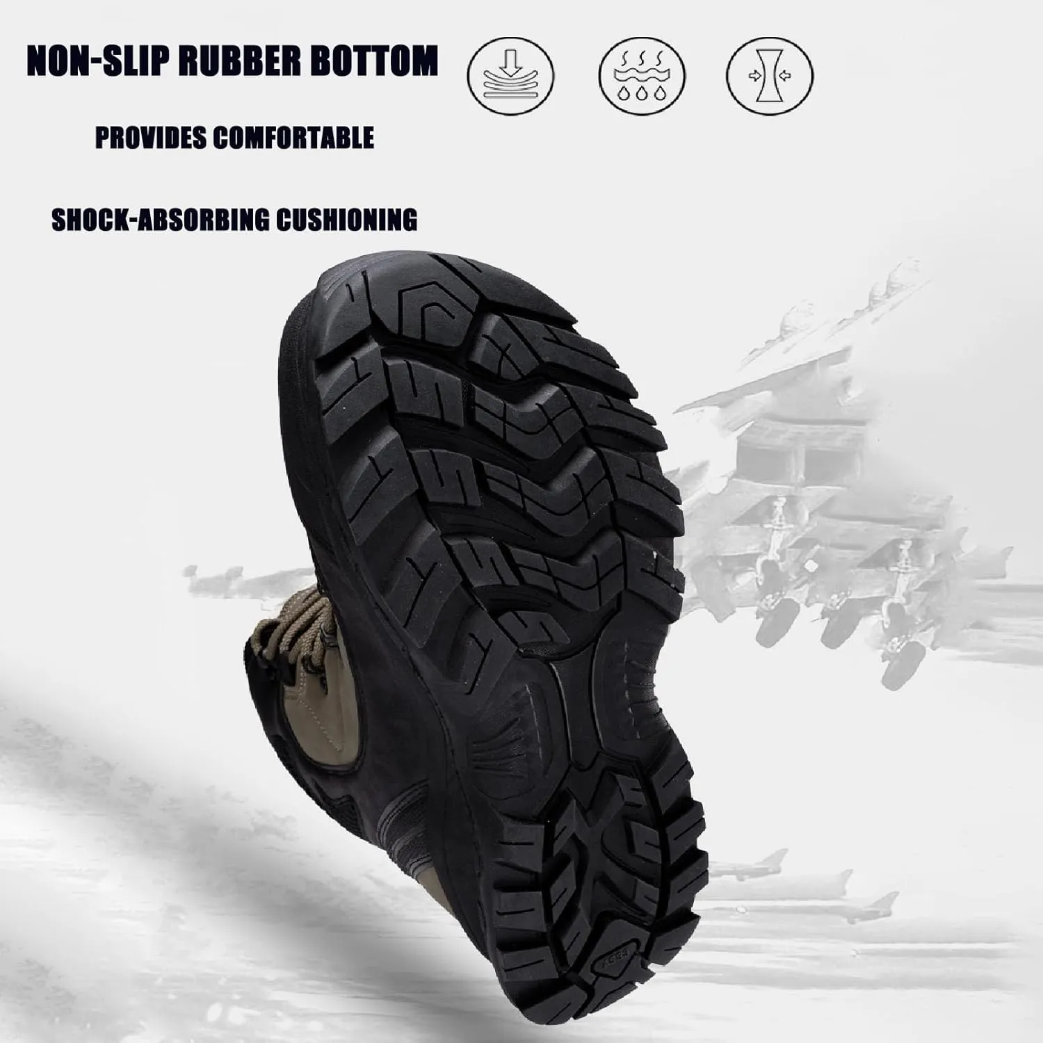 Men's High Top Waterproof Platform Hiking Boots Round Toe Non-Slip Lightweight Lace-up Military Tactical Boots Trekking Travel Durable Combat Boots