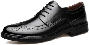 Men's Lace Up Formal Business Oxford Shoes Men Fashion Classic Pointed Toe Low Top Leather Dress Shoes