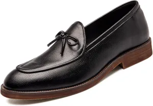Men's Leather Slip-on Dress Penny Loafers Casual Non-Slip Business Formal Shoes Party Wedding Prom Leather Shoes