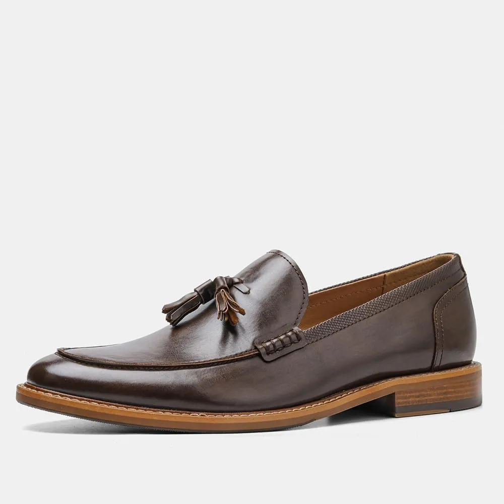 Men's Loafers Classic Slip-on Penny Loafers for Men Formal Oxfords Shoes Business Casual Dress Tassel Wooden Sole Loafers