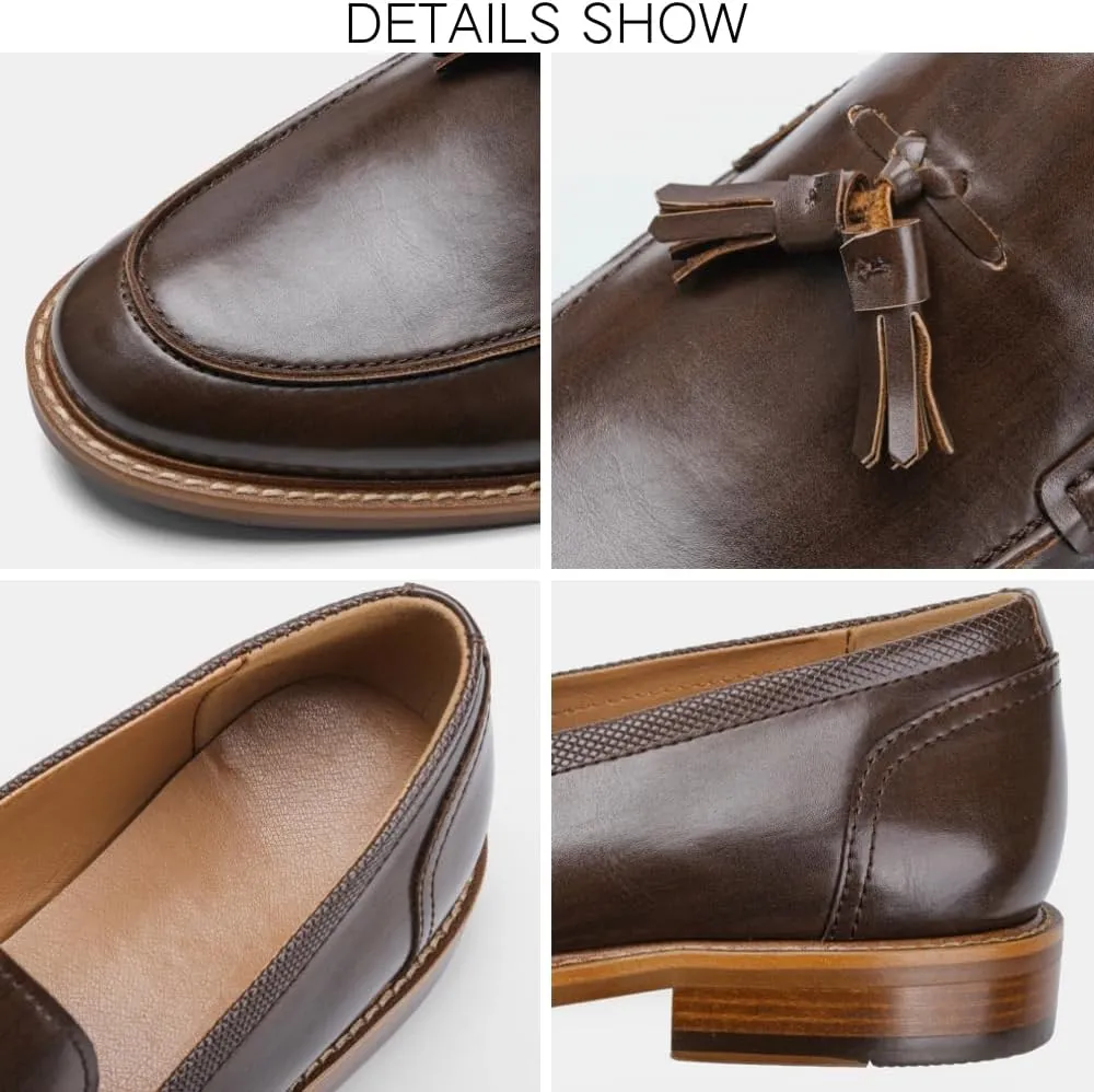 Men's Loafers Classic Slip-on Penny Loafers for Men Formal Oxfords Shoes Business Casual Dress Tassel Wooden Sole Loafers